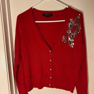 Joseph A Red Cardigan with Sequin Detail size m
